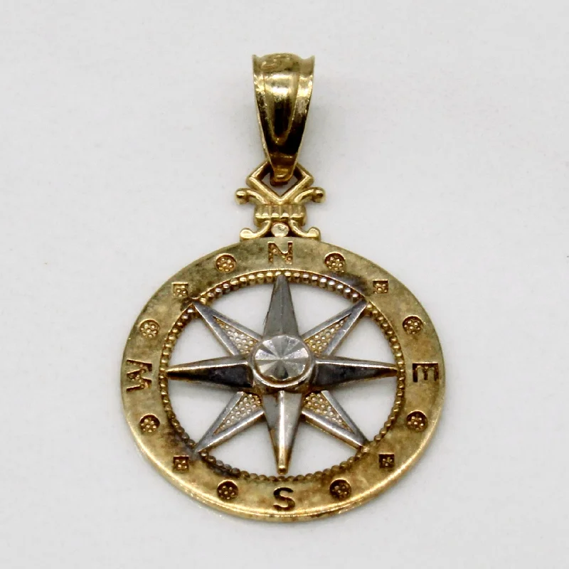 sapphire princess cut ring 10k Two Tone Gold Compass Charm