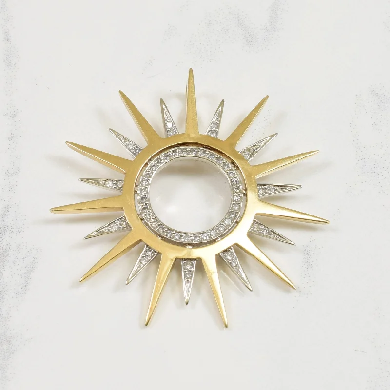 10k Two Tone Gold & Diamond Sun Pendant | 0.26ctw |