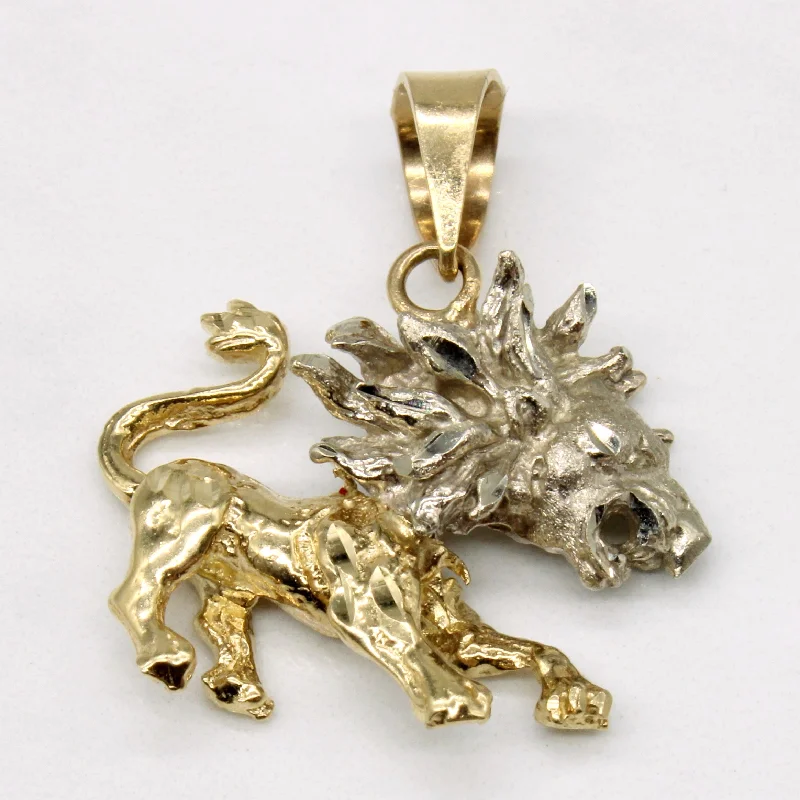 natural jade ring 10k Two Tone Gold Lion Charm