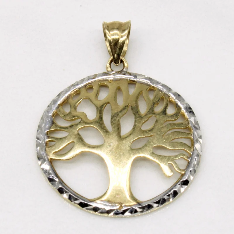 men’s silver wedding band 10k Two Tone Gold Tree Charm