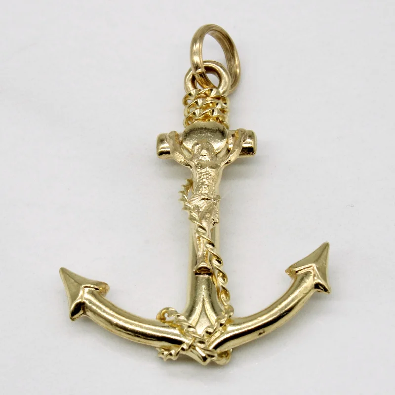 small diamond cross pendant 10k Yellow Gold Cross Anchor Pendant