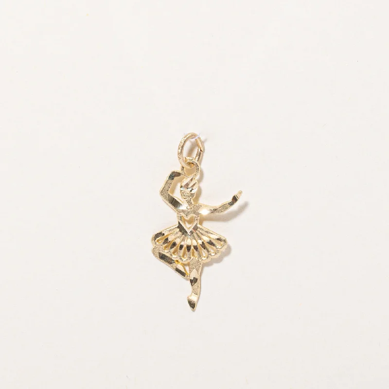 pearl stud earrings classic 10k Yellow Gold Ballerina Charm