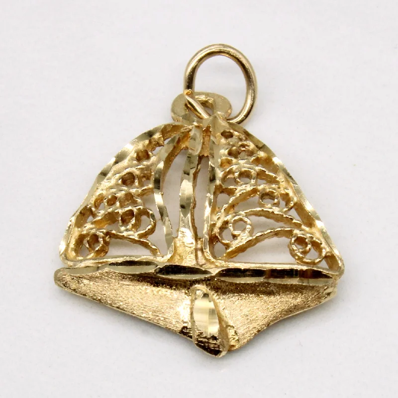 modern geometric silver ring 10k Yellow Gold Boat Charm
