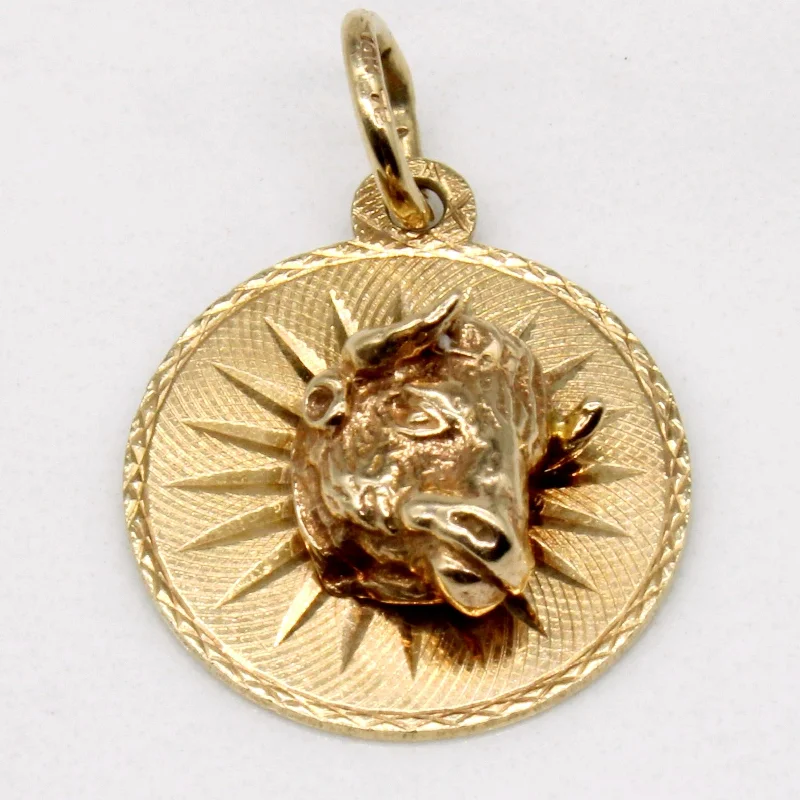 minimalist moonstone bracelet 10k Yellow Gold Bull Portrait Charm