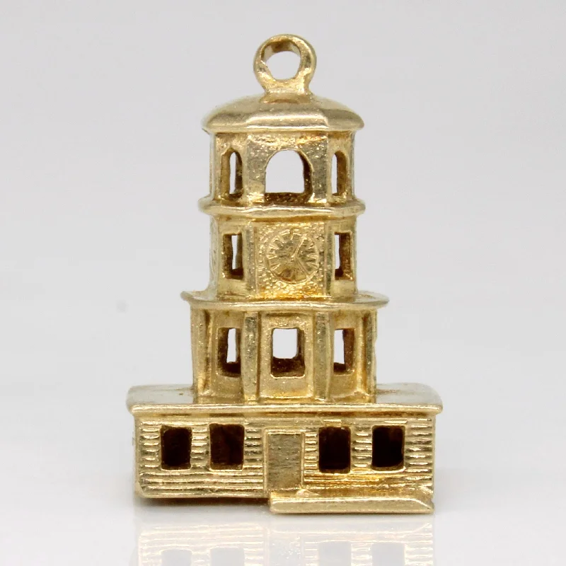 bohemian gemstone choker 10k Yellow Gold Clock Tower Charm