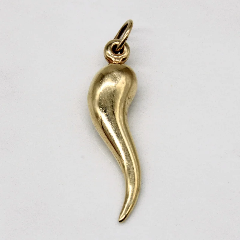 personalized engraved locket 10k Yellow Gold Cornicello Charm