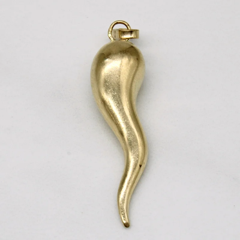 personalized couples necklace gold 10k Yellow Gold Cornicello Charm