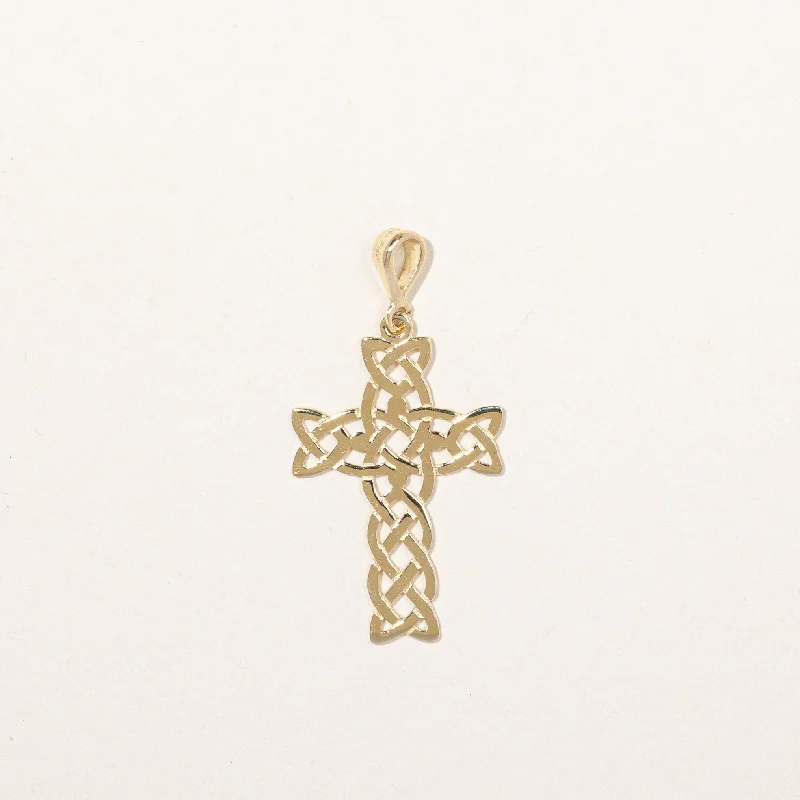 minimalist black diamond studs 10k Yellow Gold Cross Pendant | SZ 30x20mm