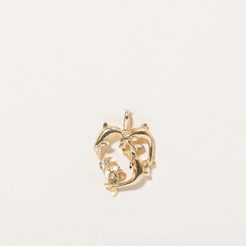 men’s black diamond cufflinks 10k Yellow Gold Dolphin Heart Pendant