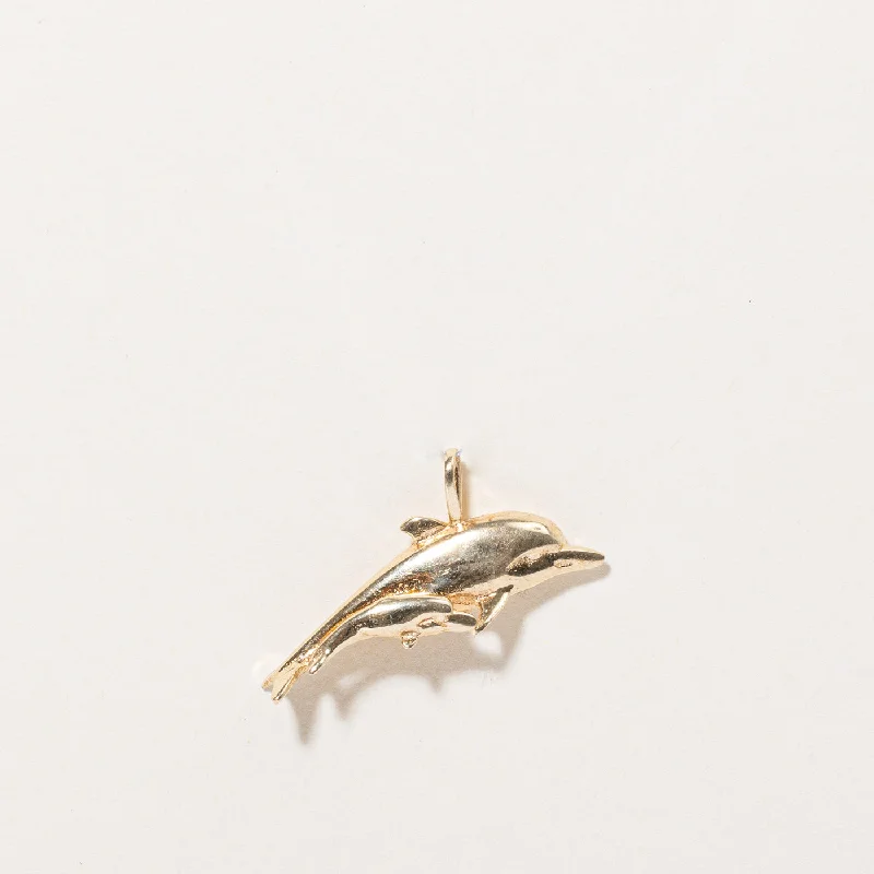 custom name necklace gold 10k Yellow Gold Dolphin Pod Charm