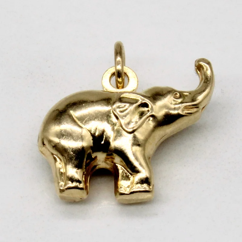 hammered copper wedding band 10k Yellow Gold Elephant Charm