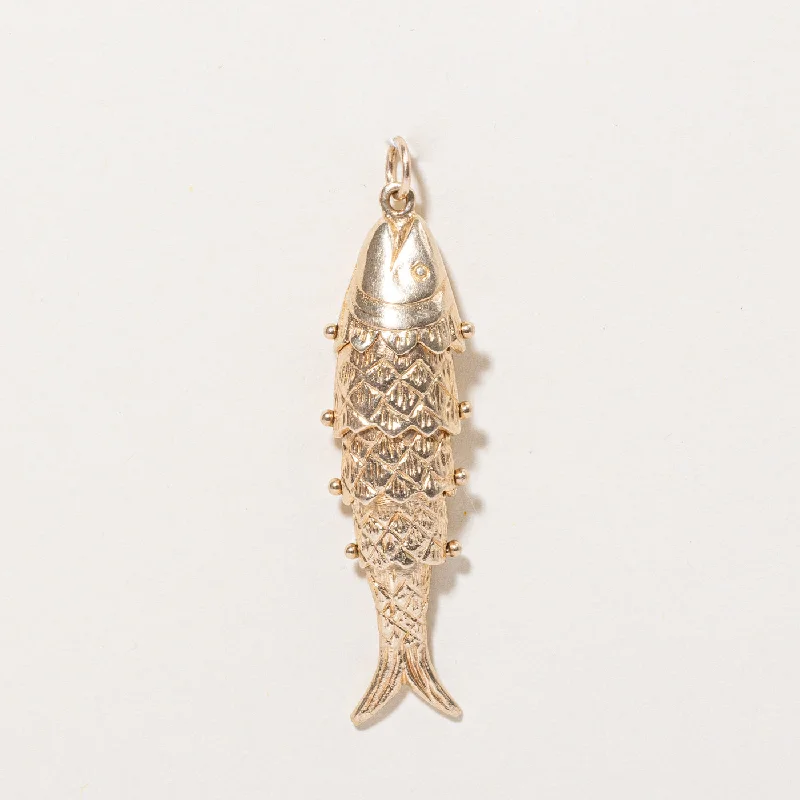vintage art deco engagement ring 10k Yellow Gold Fish Pendant
