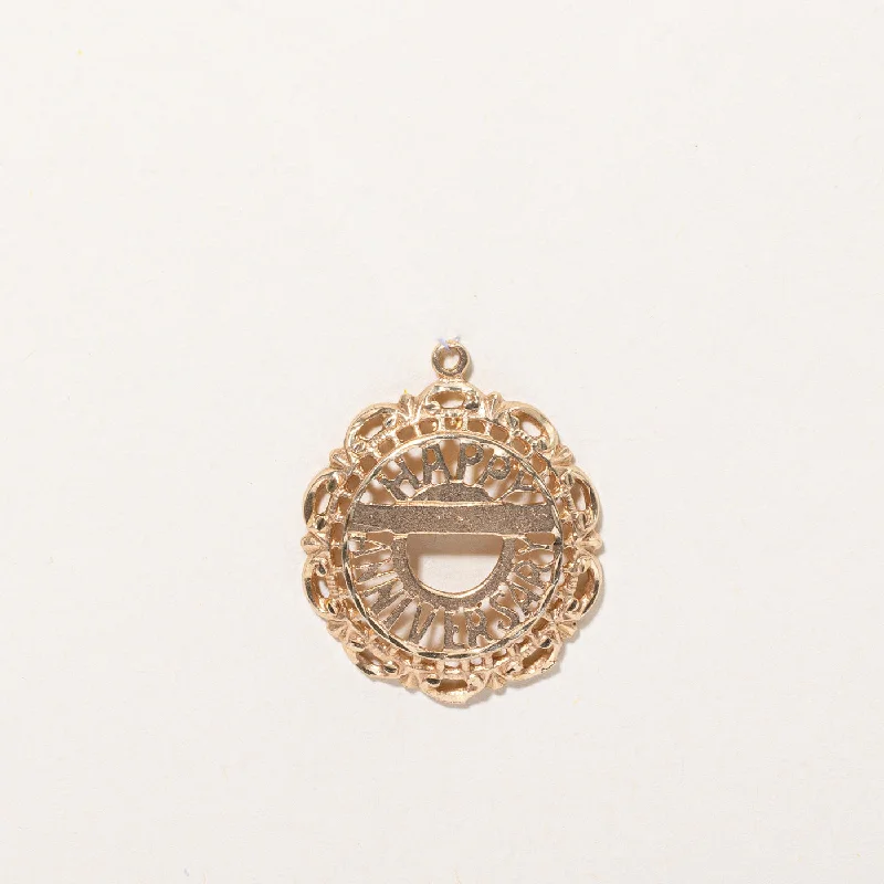 birthstone necklace for mom 10k Yellow Gold "Happy Anniversary" Pendant