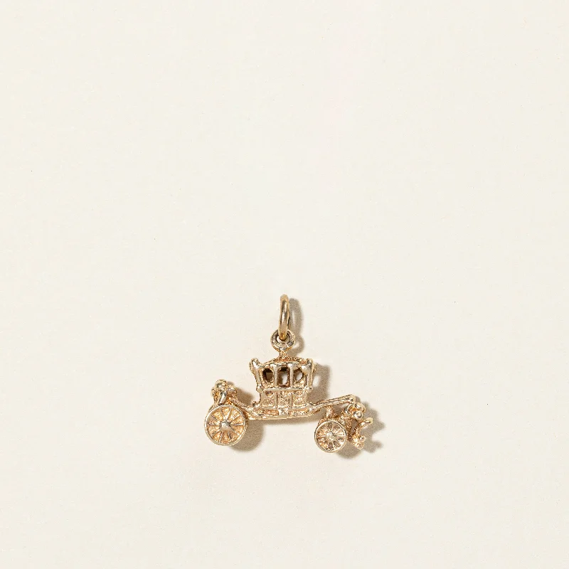 sparkling diamond drop earrings 10k Yellow Gold Horse Carriage Charm