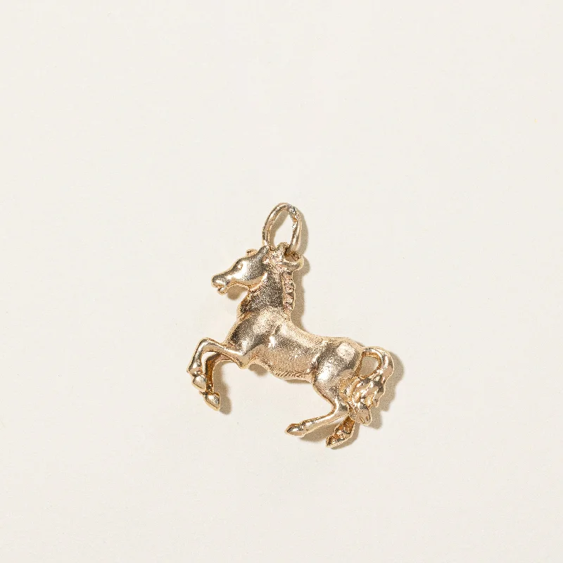 natural amethyst necklace 10k Yellow Gold Horse Charm