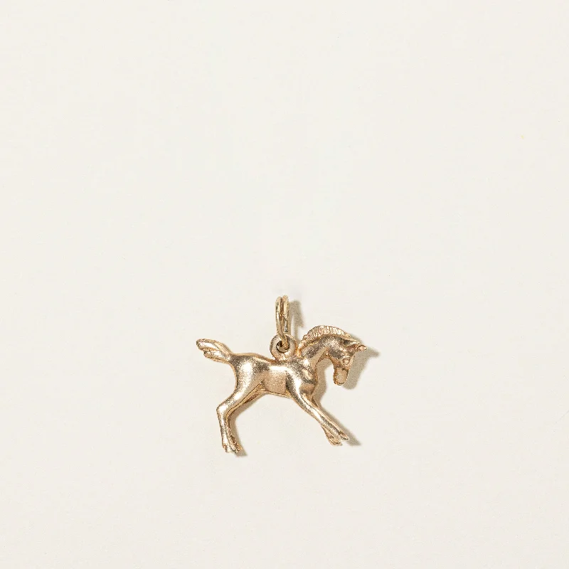 vintage-inspired pearl brooch 10k Yellow Gold Horse Charm