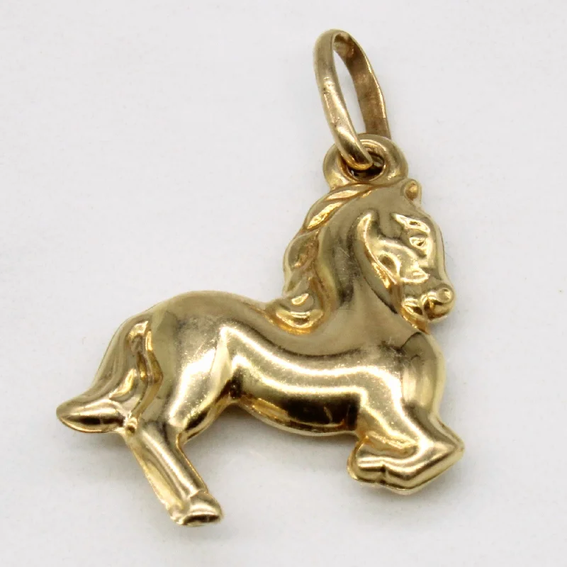 chunky gold chain necklace 10k Yellow Gold Horse Charm