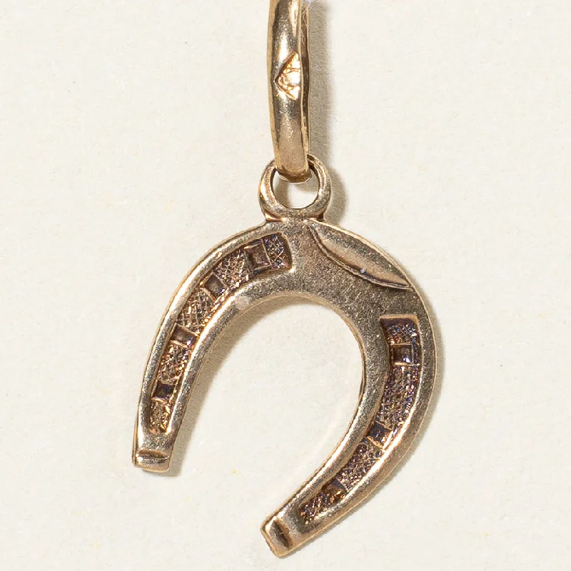 boho beaded statement necklace 10k Yellow Gold Horseshoe Charm