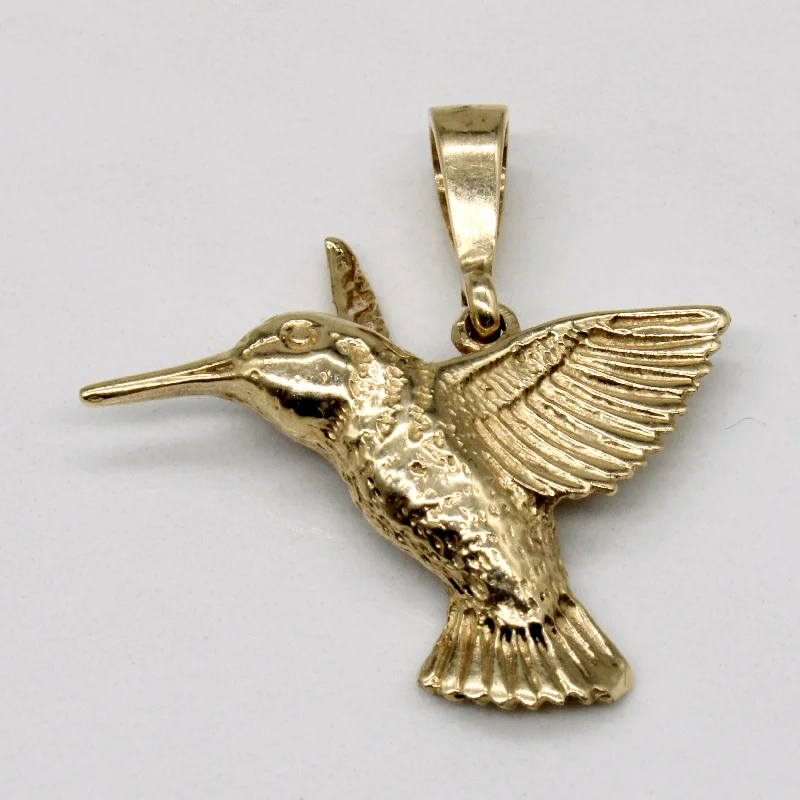 gold-plated chain necklace with charms 10k Yellow Gold Humming Bird Pendant