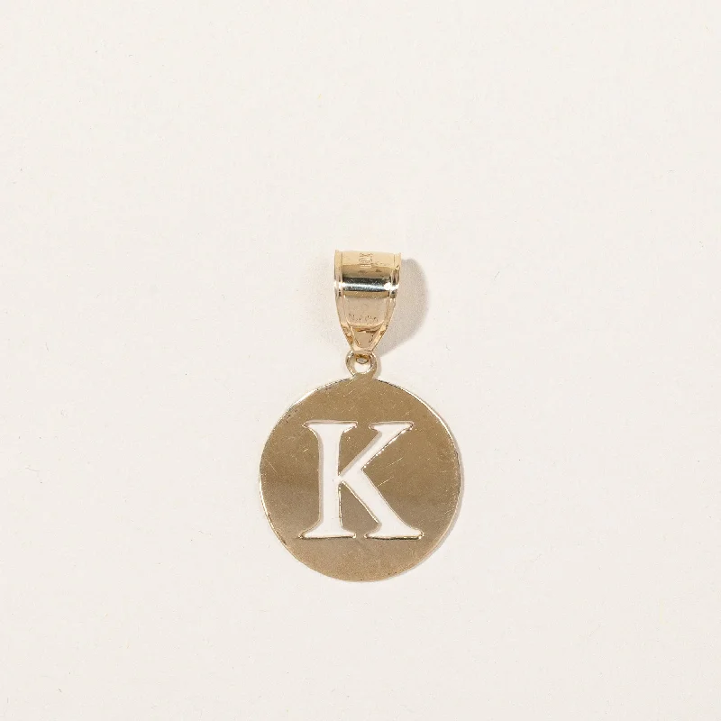 real peridot charm bracelet 10k Yellow Gold "K" Pendant | SZ 20x20mm