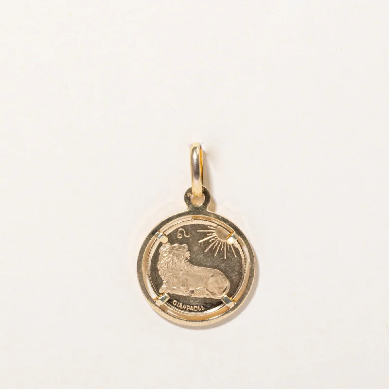 dainty gold chain earrings 10k Yellow Gold Leo Zodiac Charm
