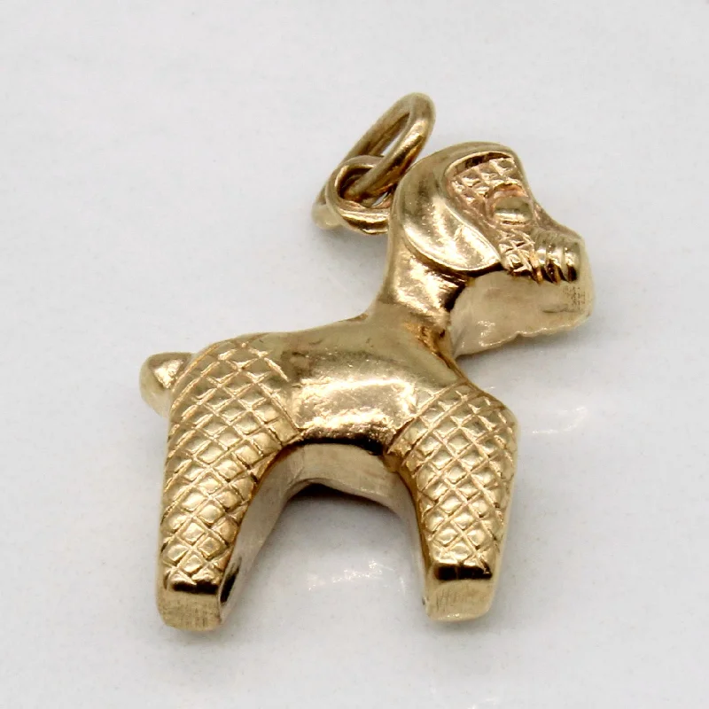 handmade leather pendant necklace 10k Yellow Gold Poodle Charm