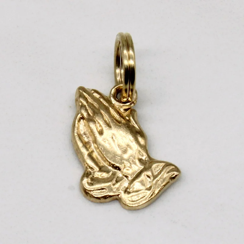 vintage diamond brooch pin 10k Yellow Gold Prayer Hands Charm