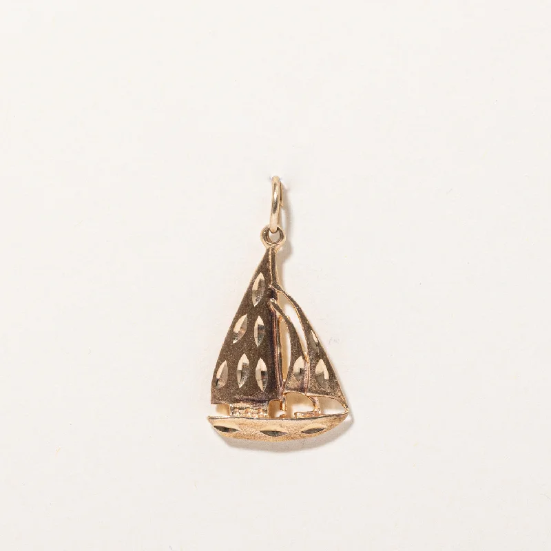 vintage locket necklace gold 10k Yellow Gold Sailboat Charm
