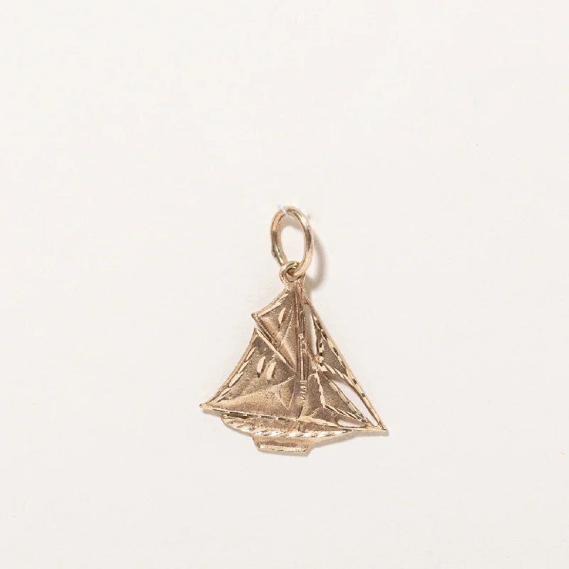 thin silver chain necklace 10k Yellow Gold Sailboat Charm