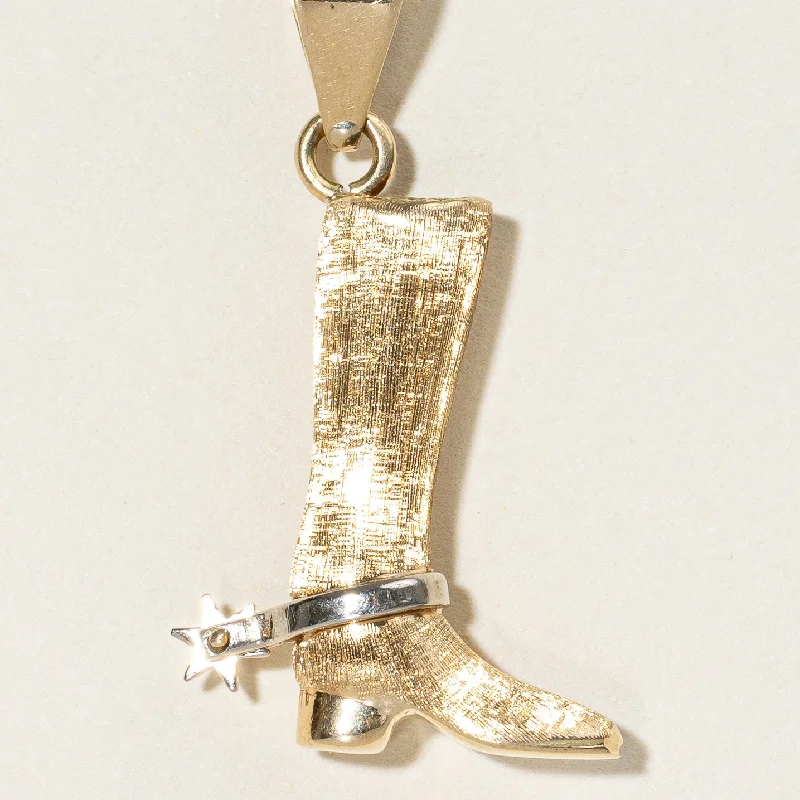 dainty gemstone chain bracelet 14k Two Tone Gold Cowboy Boot Pendant