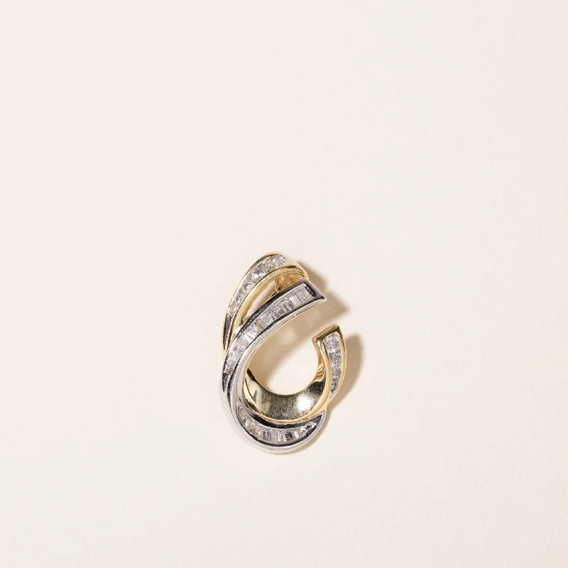 celestial crescent moon bracelet Two Tone Gold Diamond Pendant | 0.11ctw, 0.23ctw