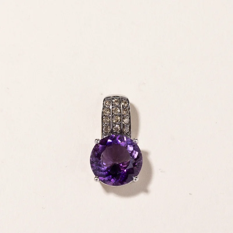 real diamond solitaire ring 14K White Gold Amethyst & Diamond Pendant | 4.79ct, 0.24ctw real diamond solitaire ring 14K White Gold Amethyst & Diamond Pendant | 4.79ct, 0.24ctw