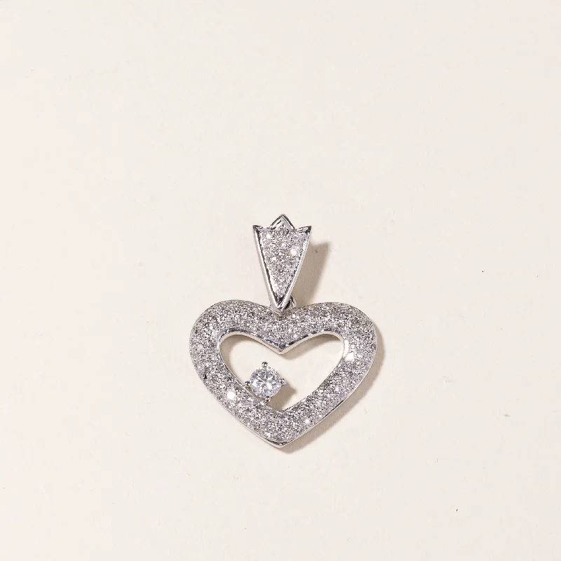 opal and gold earrings 14K White Gold Heart Shaped Diamond Pendant | 1.14ctw