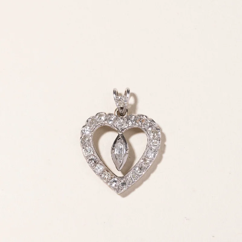 elegant pearl bridal set 14K White Gold Heart Shaped Diamond Pendant | 1.55ctw