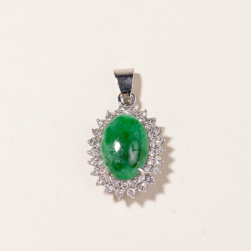 vintage flower brooch pin 14K White Gold Jade & Diamond Pendant | 15.70x11.00x3.00mm, 1.00ctw | vintage flower brooch pin 14K White Gold Jade & Diamond Pendant | 15.70x11.00x3.00mm, 1.00ctw |