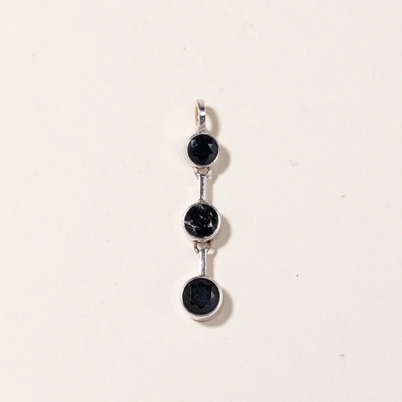 boho gemstone anklet 14K White Gold Three Stone Sapphire Pendant | 1.67ctw