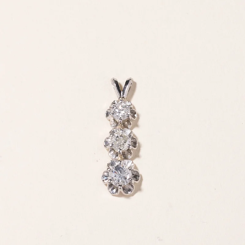 custom star sign necklace 14K White Gold Three Stones Diamond Pendant | 1.23ctw