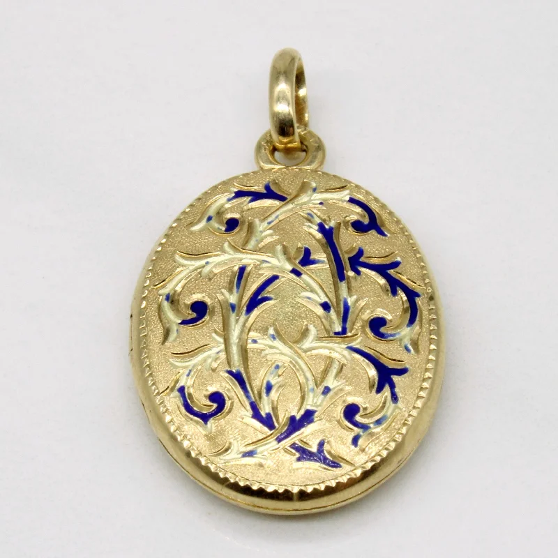 gold initial bracelet personalized 14k Yellow Gold Blue Enamel Locket