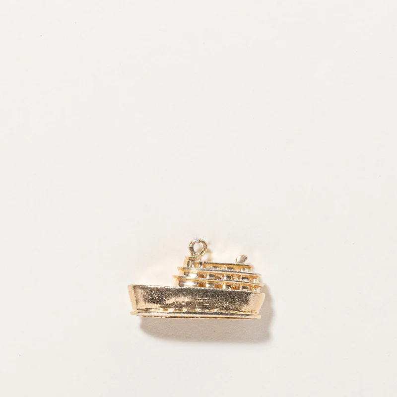 thin gold wedding band women 14k Yellow Gold Boat Charm