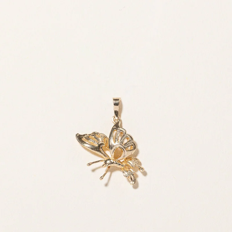 delicate pearl bracelet 14k Yellow Gold Butterfly Charm