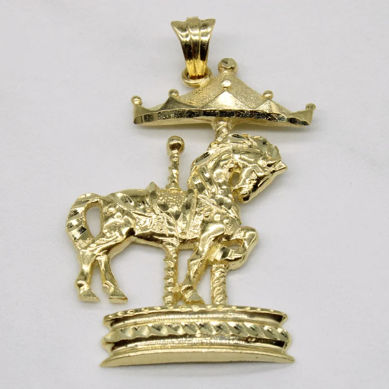 handcrafted braided silver bracelet 14k Yellow Gold Carousel Pendant