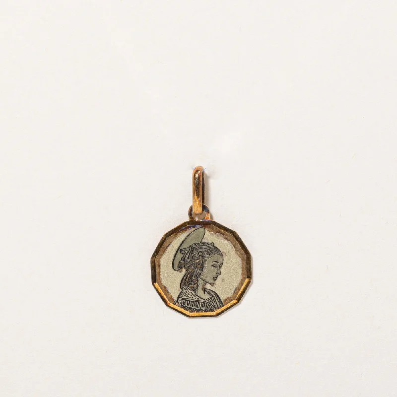 sapphire engagement ring halo 14k Yellow Gold Catholic Pendant