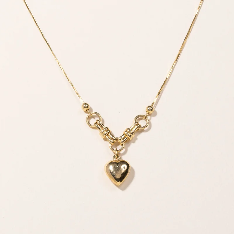 handmade antique silver bangle 14k Yellow Gold Heart Chain | 18"