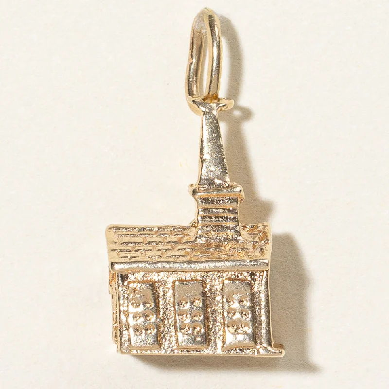 personalized ring with name 14k Yellow Gold Church Charm