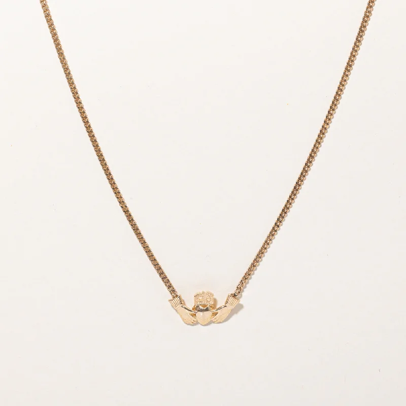 minimalist moonstone bracelet 14k Yellow Gold Claddagh Pendant Necklace | 24" |