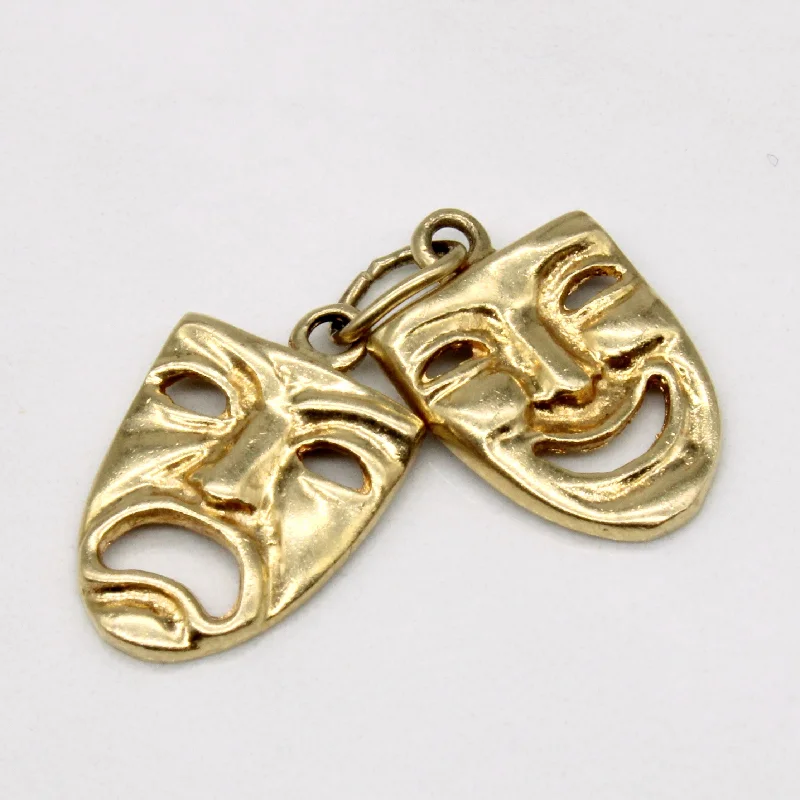 minimalist crystal quartz ring 14k Yellow Gold Comedy & Tragedy Mask Charm