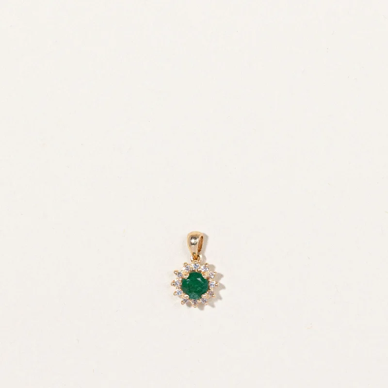 classic diamond hoop earrings 14k Yellow Gold Diamond & Emerald Pendent | 0.29ct, 0.06ctw | 7x7mm