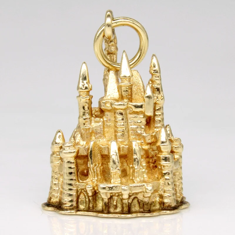 dainty gold chain earrings 14k Yellow Gold Disney Cinderella's Castle Charm