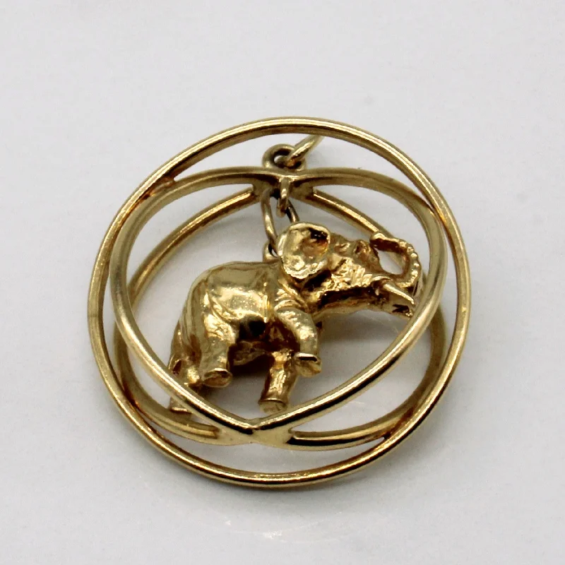 14k Yellow Gold Elephant Pendant