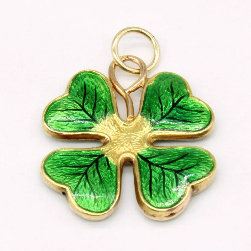 white gold diamond cluster ring 14k Yellow Gold Enamel Four Leaf Clover Charm